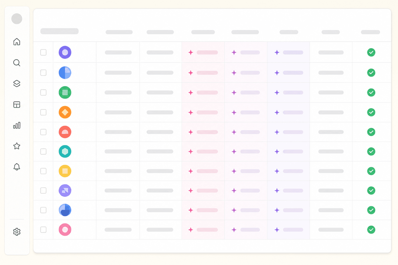 Tibly Matrix research grid with AI-filled company columns and verified contact data